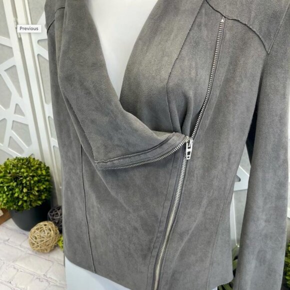 Blank NYC Women's Gray Faux Suede Moto Wrap Jacket Size S Preppy Biker - Picture 3 of 3